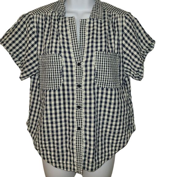 Maeve Anthropologie Gingham button down Top size 4 - Picture 3 of 7